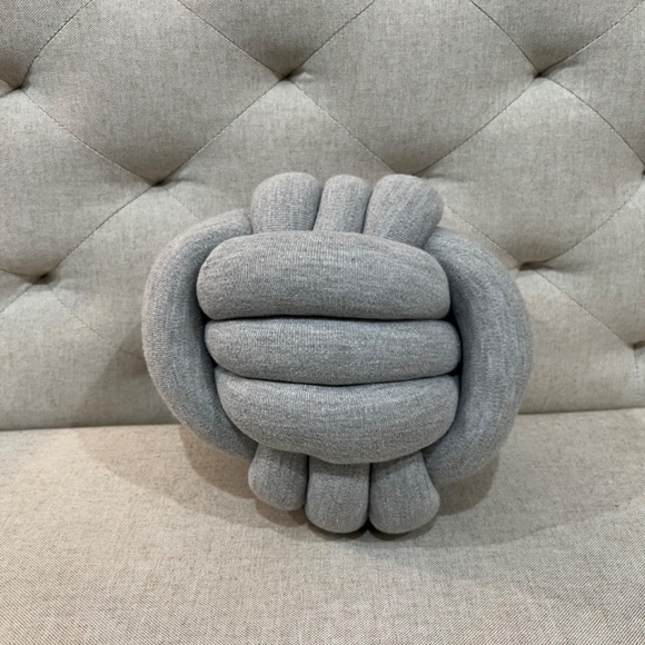 Small Heather Gray Handmade Knot Pillow - Picture 10 of 10